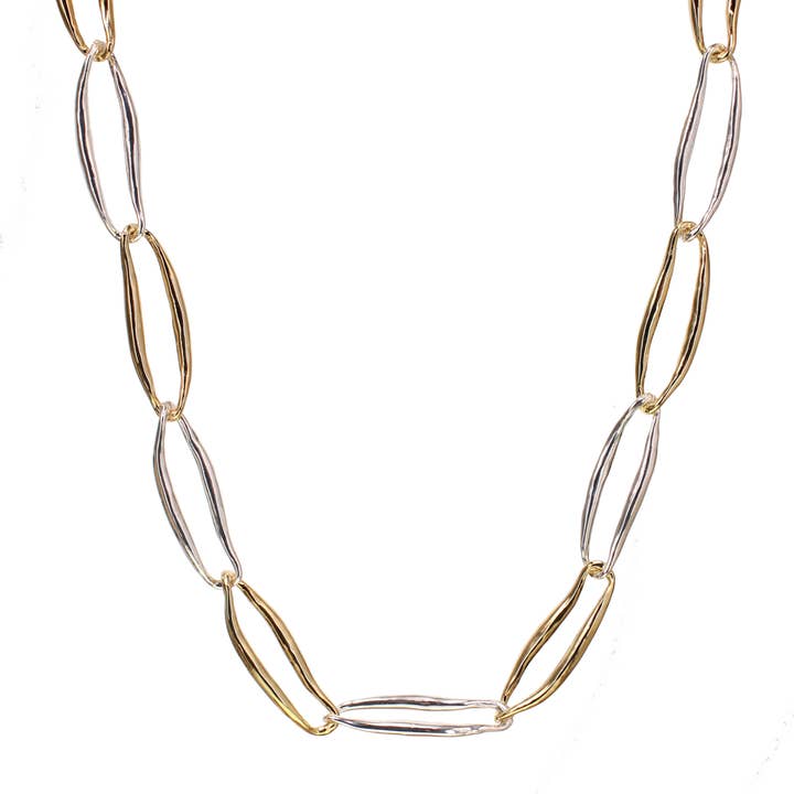 Kole Design Necklaces Kole Design Two-Tone Organic Link Necklace Kole Design Two-Tone Organic Link Necklace