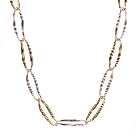 Kole Design Necklaces Kole Design Two-Tone Organic Link Necklace Kole Design Two-Tone Organic Link Necklace
