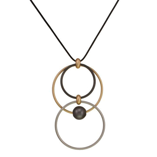 Kole Design Necklaces Kole Design Interlocking Circle Cord Necklace Kole Design Interlocking Circle Cord Necklace