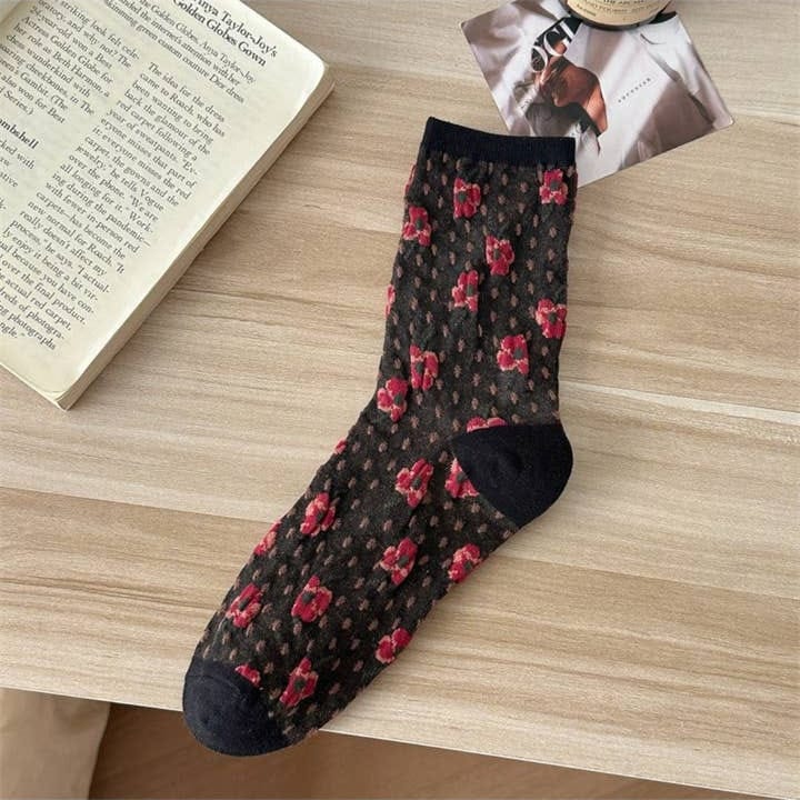 Funkyrel Limited Socks Dotted Garden Floral Crew Socks - Multiple Colors 09643998 Dotted Garden Floral Crew Socks - Multiple Colors