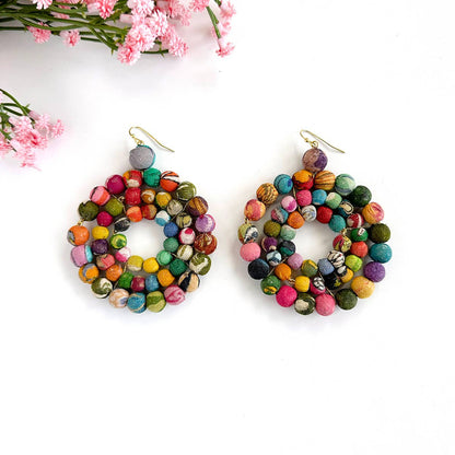 World Finds Earrings World Finds Concentric Kantha Earrings 75680478 World Finds Concentric Kantha Earrings