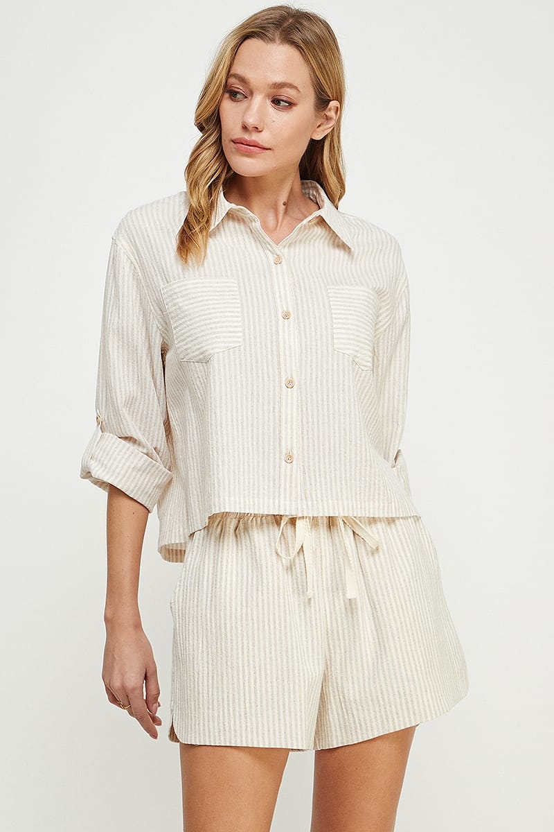 Allie Rose Tops Allie Rose Pinstripe Long Sleeve Shirt Allie Rose Pinstripe Long Sleeve Shirt