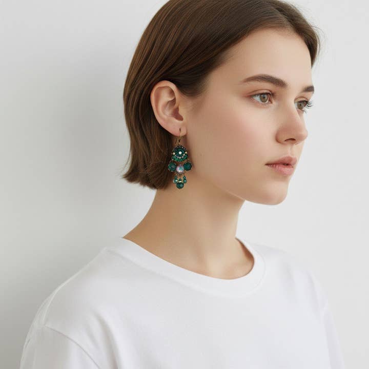 Melizi Jewelry Earrings Melizi Jewelry Dark Pine Crystal Earrings 12814558 Melizi Jewelry Dark Pine Crystal Earrings
