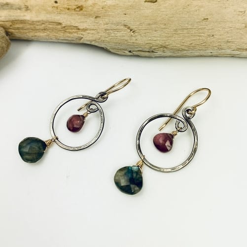 Laura J Designs Earrings Laura J Designs Labradorite Garnet Earrings 18075614 Laura J Designs Labradorite Garnet Earrings
