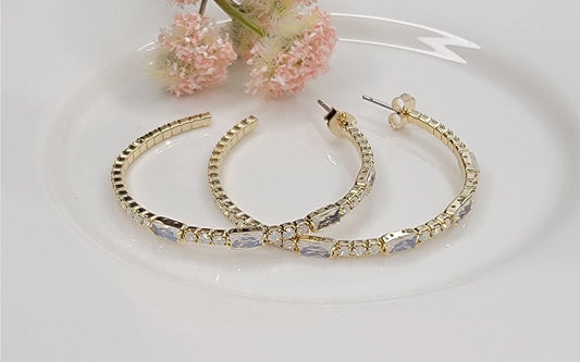 Betty Oh CZ Cintage Medium Hoop Earring - Multiple Colors