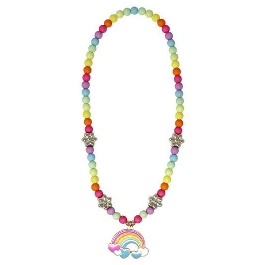 Pink Poppy Daisy Rainbow Necklace