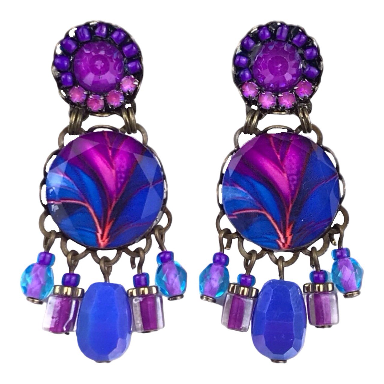 Melizi Jewelry Magenta Lotus Crystal Earrings