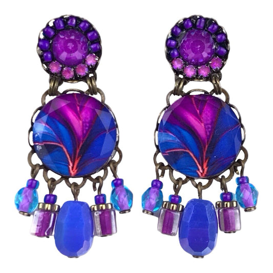 Melizi Jewelry Magenta Lotus Crystal Earrings