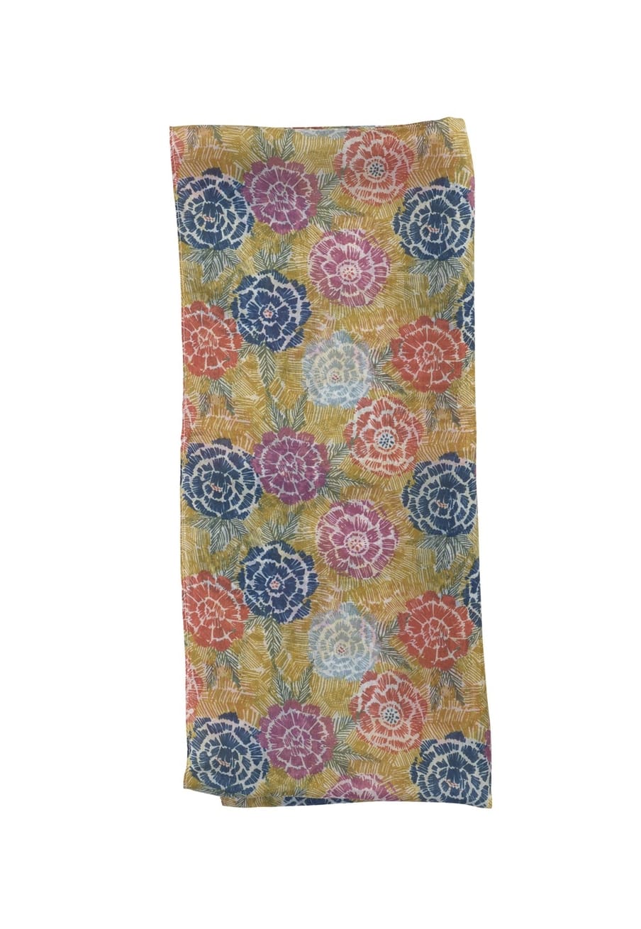 Quintessential Scarves Quintessential Bloom Mustard Silk Scarf 73257438 Quintessential Bloom Mustard Silk Scarf