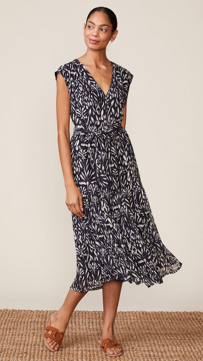 Anthem Mod Stage Apparel Dresses Anthem Printed Mesh V-Neck Midi Dress Anthem Printed Mesh V-Neck Midi Dress