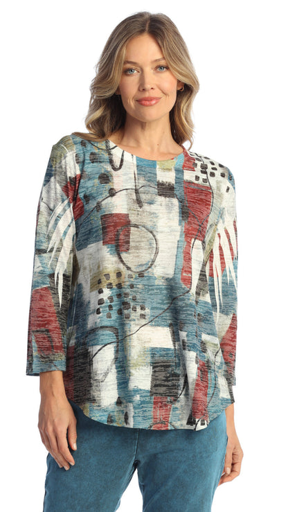Jess & Jane Burnout 3/4 Sleeve Tee - Multiple Prints