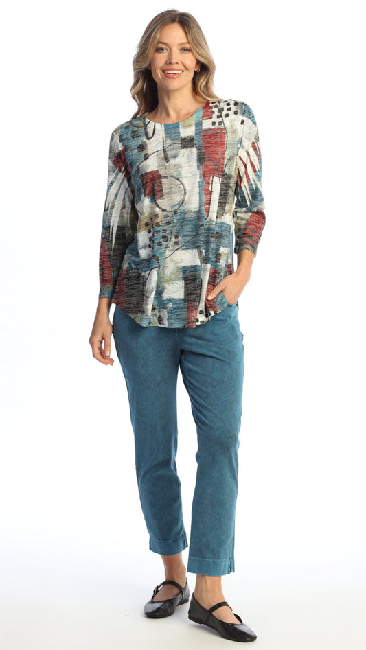 Jess & Jane Burnout 3/4 Sleeve Tee - Multiple Prints