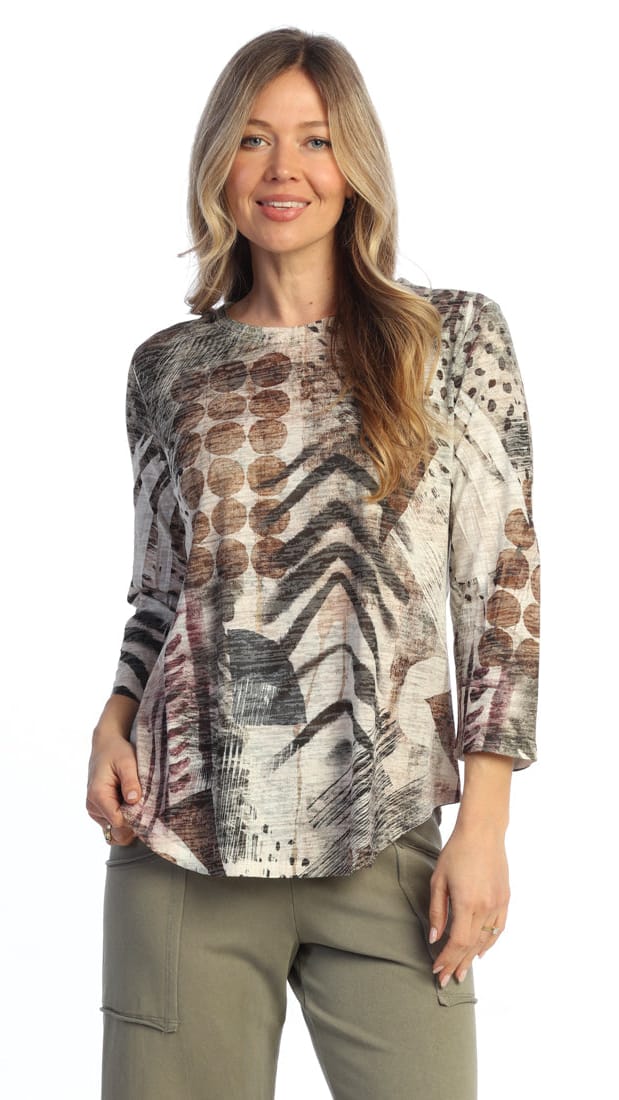 Jess & Jane Tees Jess & Jane Burnout 3/4 Sleeve Tee 79147742 Jess & Jane Burnout 3/4 Sleeve Tee