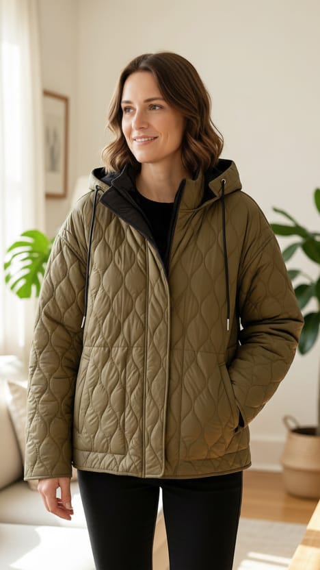 Creation by Lady Liberty Jackets Quilted Coat with Hood Quilted Coat with Hood