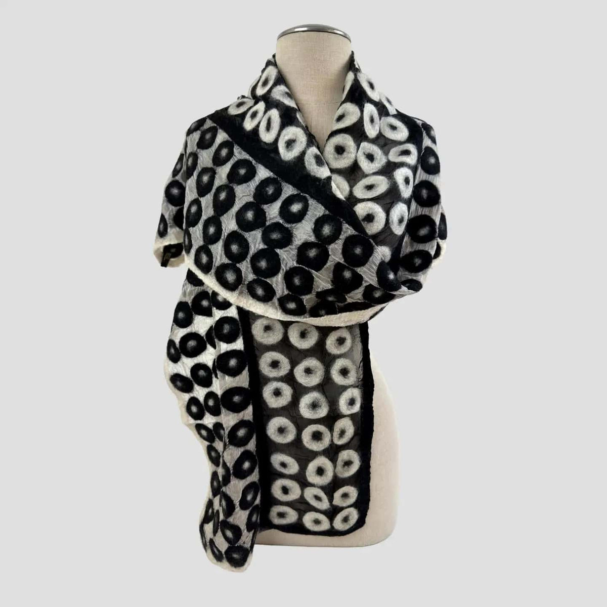 Feltiful Scarves Abstract Circle Felted Chiffon Scarf Abstract Circle Felted Chiffon Scarf