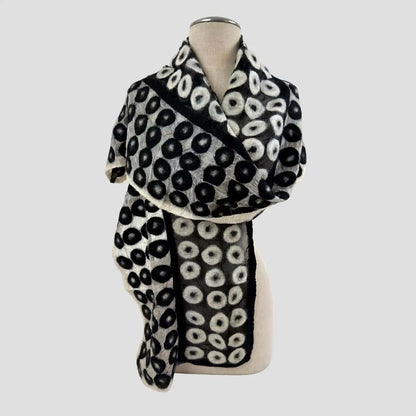 Feltiful Scarves Abstract Circle Felted Chiffon Scarf Abstract Circle Felted Chiffon Scarf
