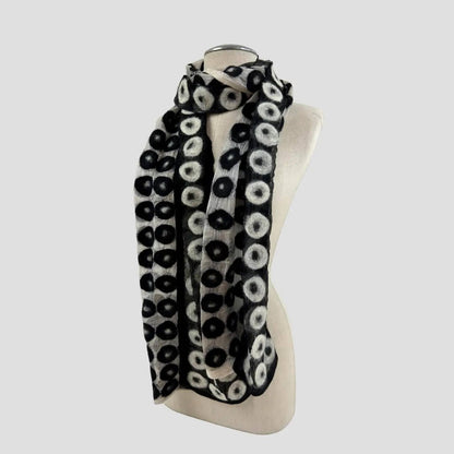 Feltiful Scarves Abstract Circle Felted Chiffon Scarf Abstract Circle Felted Chiffon Scarf