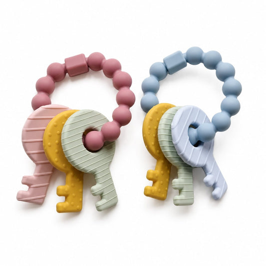 D & C Toys Children's Accessories All Silicone Colorful Keys Teether Ring - Multiple Colors All Silicone Colorful Keys Teether Ring - Multiple Colors
