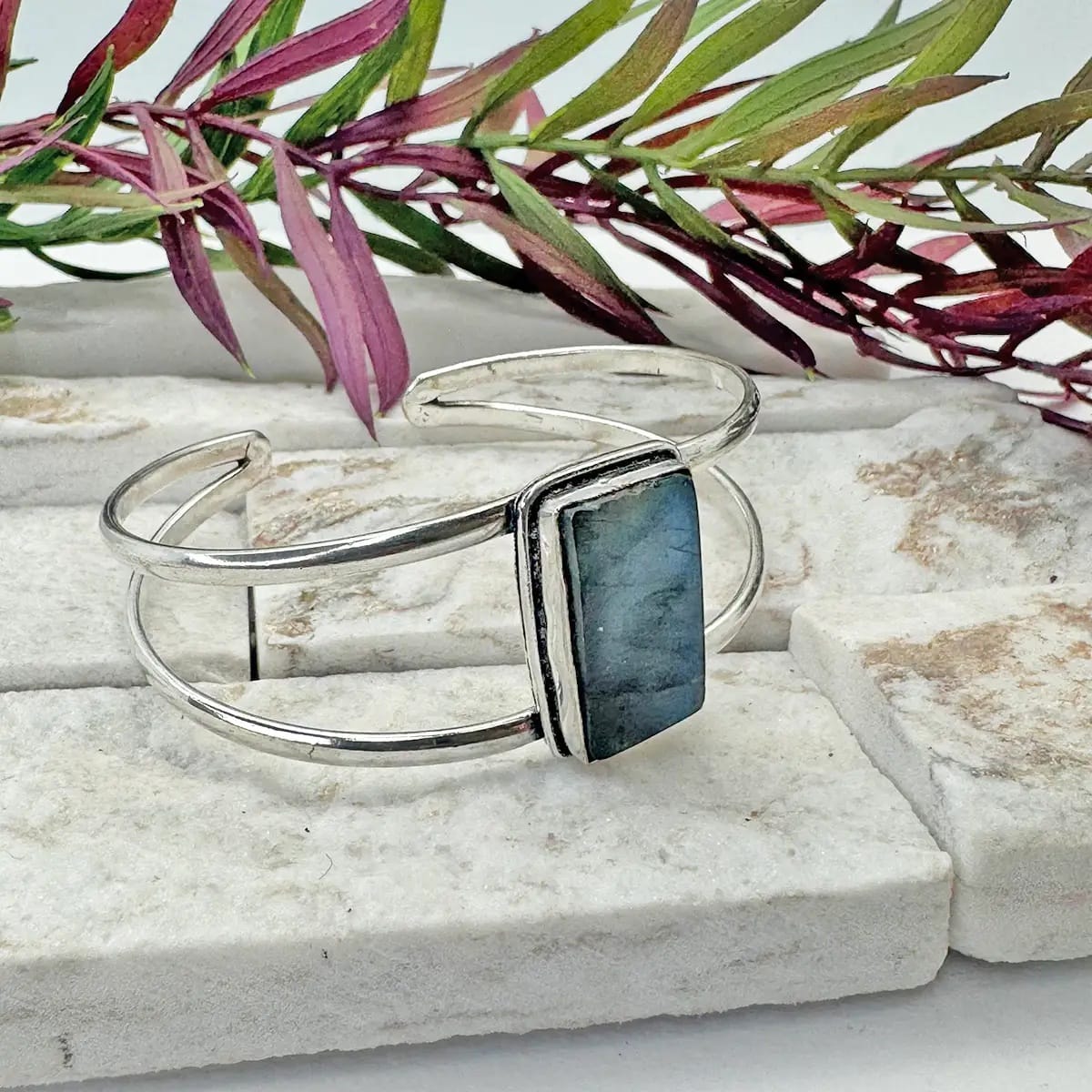 Anju Jewelry Bracelets Anju Jewelry Labradorite Stone Cuff Bracelet Anju Jewelry Labradorite Stone Cuff Bracelet