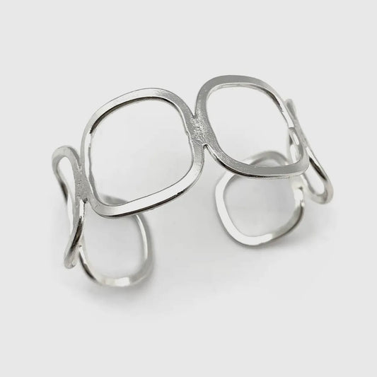 Anju Jewelry Bracelets Anju Jewelry Silver Rounded Squares Cuff Bracelet 07772638 Anju Jewelry Silver Rounded Squares Cuff Bracelet