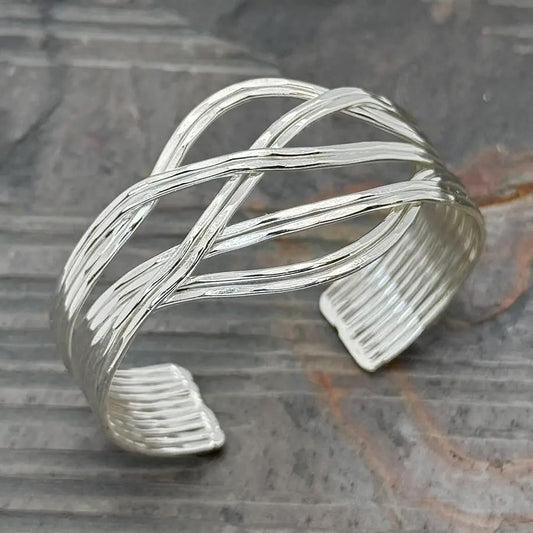 Anju Jewelry Bracelets Anju Jewelry Woven Stream Cuff Bracelet - Multiple Metals Anju Jewelry Woven Stream Cuff Bracelet - Multiple Metals
