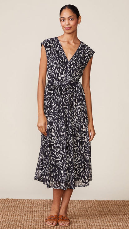 Anthem Mod Stage Apparel Dresses Anthem Printed Mesh V-Neck Midi Dress Anthem Printed Mesh V-Neck Midi Dress