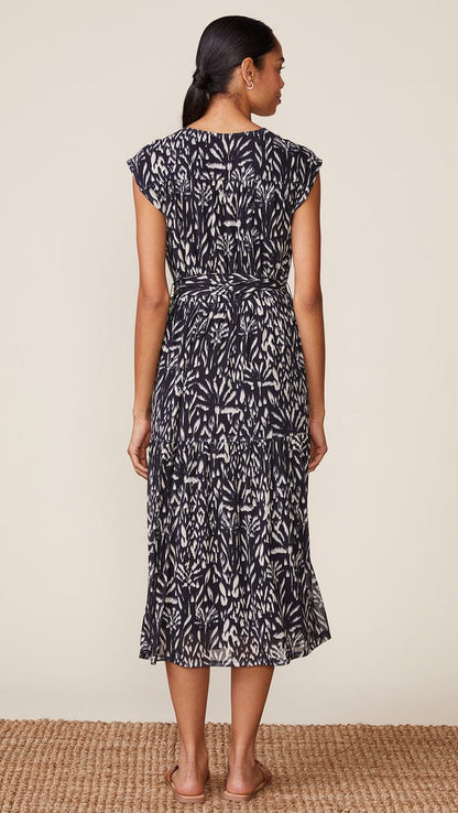 Anthem Mod Stage Apparel Dresses Anthem Printed Mesh V-Neck Midi Dress Anthem Printed Mesh V-Neck Midi Dress