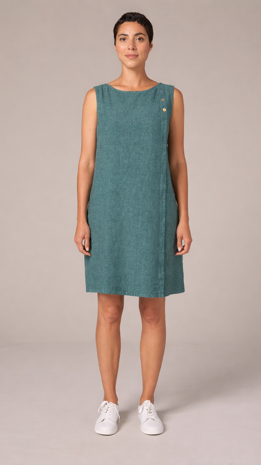 Cut Loose Coverstitch Button Shift Dress