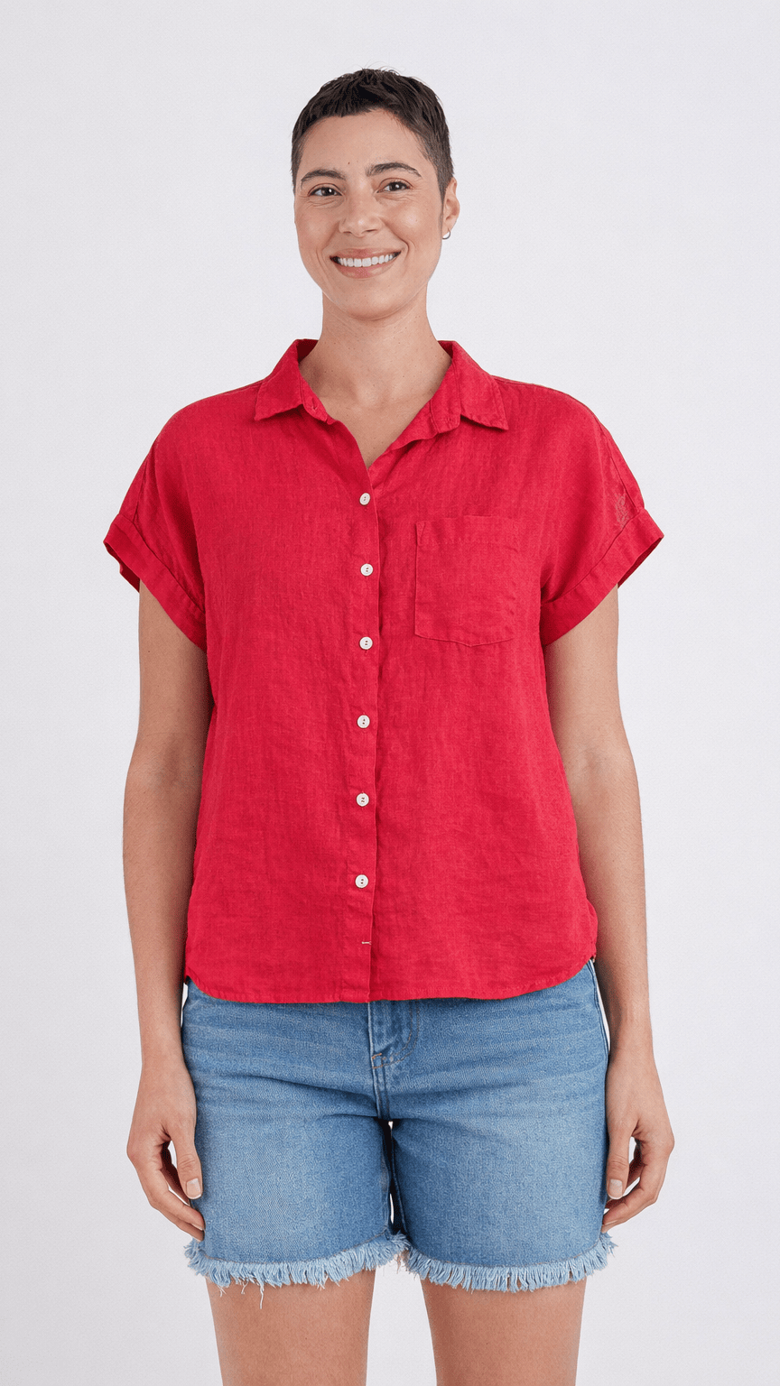 Cut Loose Tops Cut Loose Linen Short Sleeve Pocket Shirt - Multiple Colors 57038558 Cut Loose Linen Short Sleeve Pocket Shirt - Multiple Colors