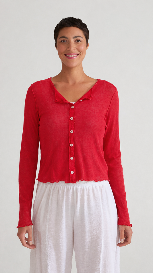 Cut Loose Cotton Mesh Cropped Cardigan