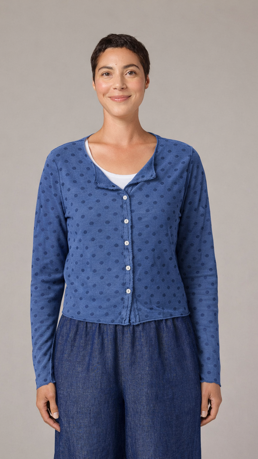 Cut Loose Mesh Dot Cropped Cardigan
