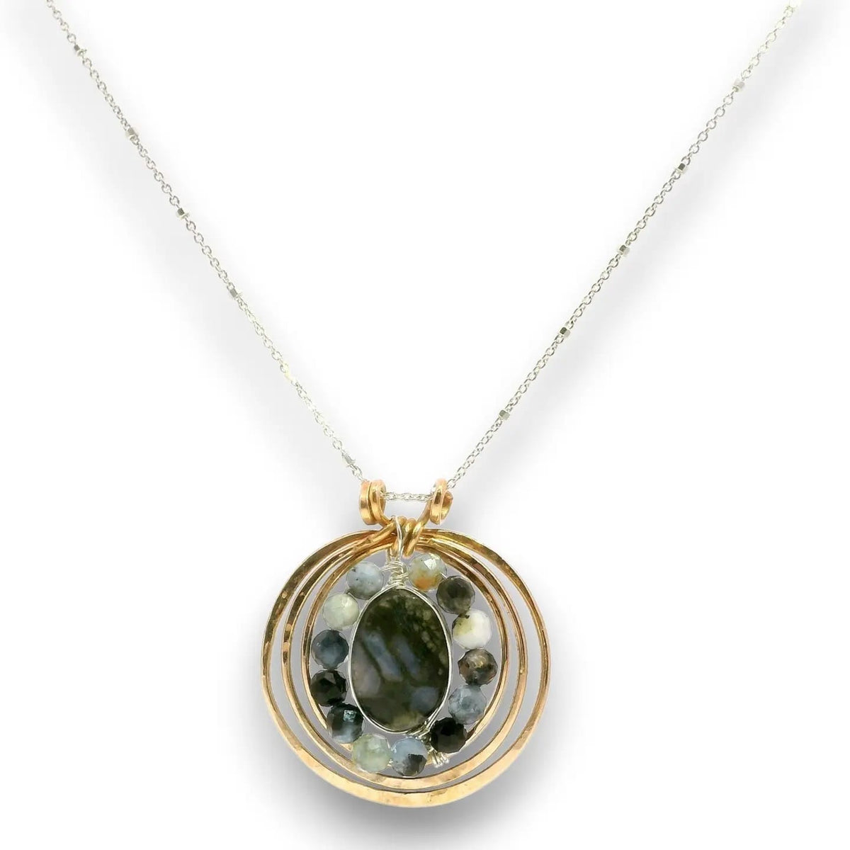 Art By Any Means Necklaces Art By Any Means Aquamarine Inner Circle Hoop Necklace Art By Any Means Aquamarine Inner Circle Hoop Necklace