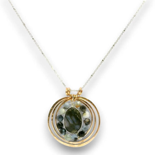 Art By Any Means Necklaces Art By Any Means Aquamarine Inner Circle Hoop Necklace Art By Any Means Aquamarine Inner Circle Hoop Necklace