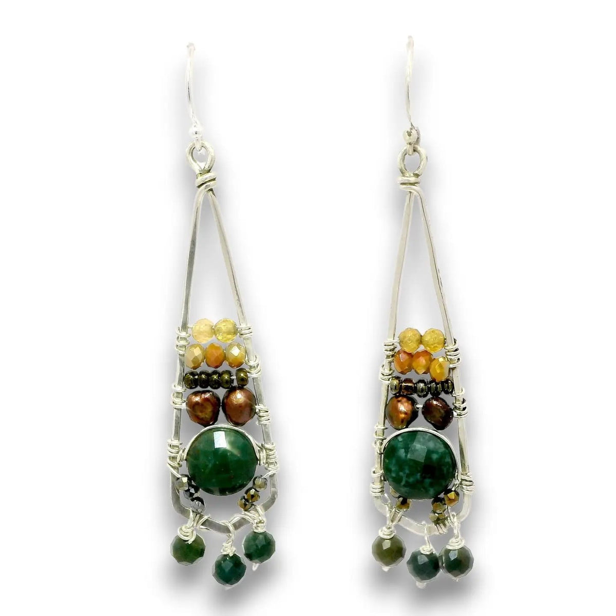 Art By Any Means Earrings Art By Any Means Blood Stone Stack Dangle Earrings Art By Any Means Blood Stone Stack Dangle Earrings