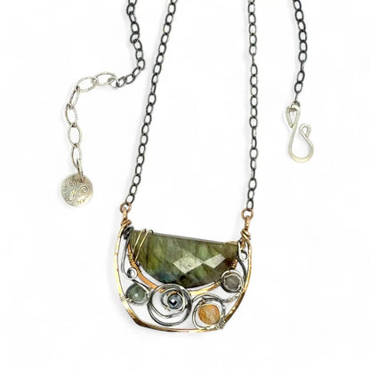 Art By Any Means Necklaces Art By Any Means Half Moon Labradorite Necklace Art By Any Means Half Moon Labradorite Necklace