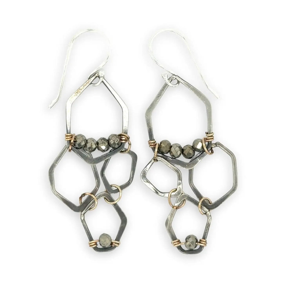 Art By Any Means Earrings Art By Any Means Honey Comb Pyrite Oxizied Earrings Art By Any Means Honey Comb Pyrite Oxizied Earrings