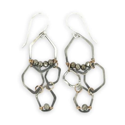 Art By Any Means Earrings Art By Any Means Honey Comb Pyrite Oxizied Earrings Art By Any Means Honey Comb Pyrite Oxizied Earrings