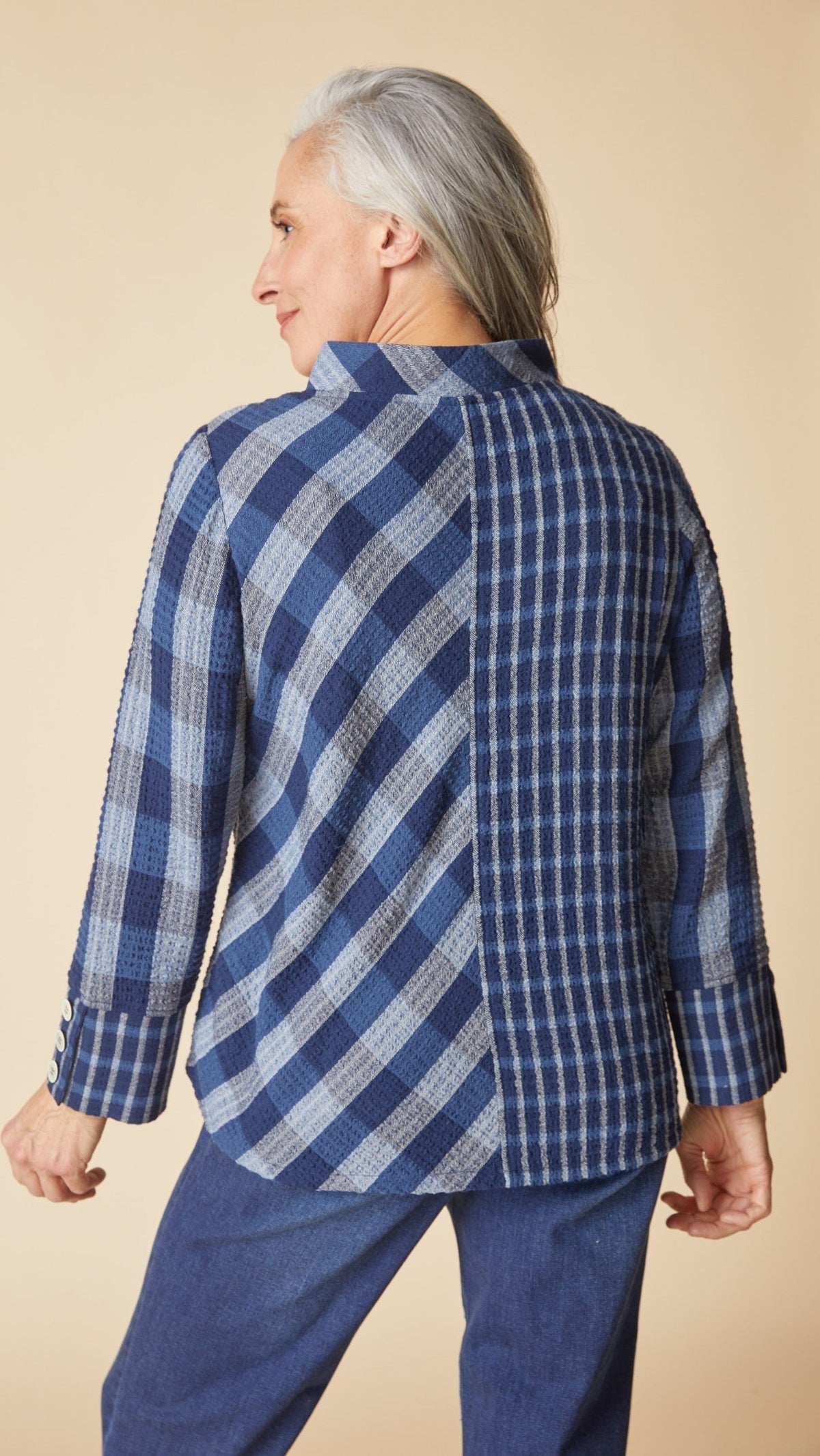 Habitat Tops Habitat Plaidemonium Asymmetrical Button Cuff Top Habitat Plaidemonium Asymmetrical Button Cuff Top