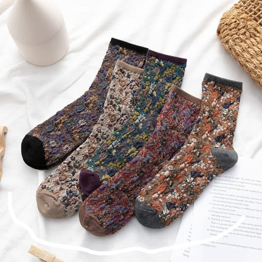 Funkyrel Limited Socks Autumn Floral Mid-Calf Socks - Multiple Colors Autumn Floral Mid-Calf Socks - Multiple Colors