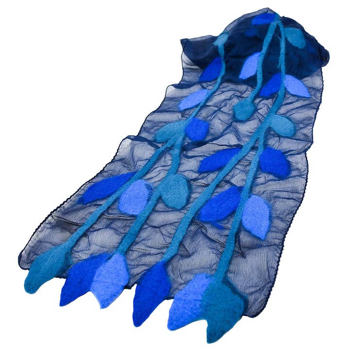 BNB Crafts Scarves BNB Leaves Felted Chiffon Scarf 41231326 BNB Leaves Felted Chiffon Scarf