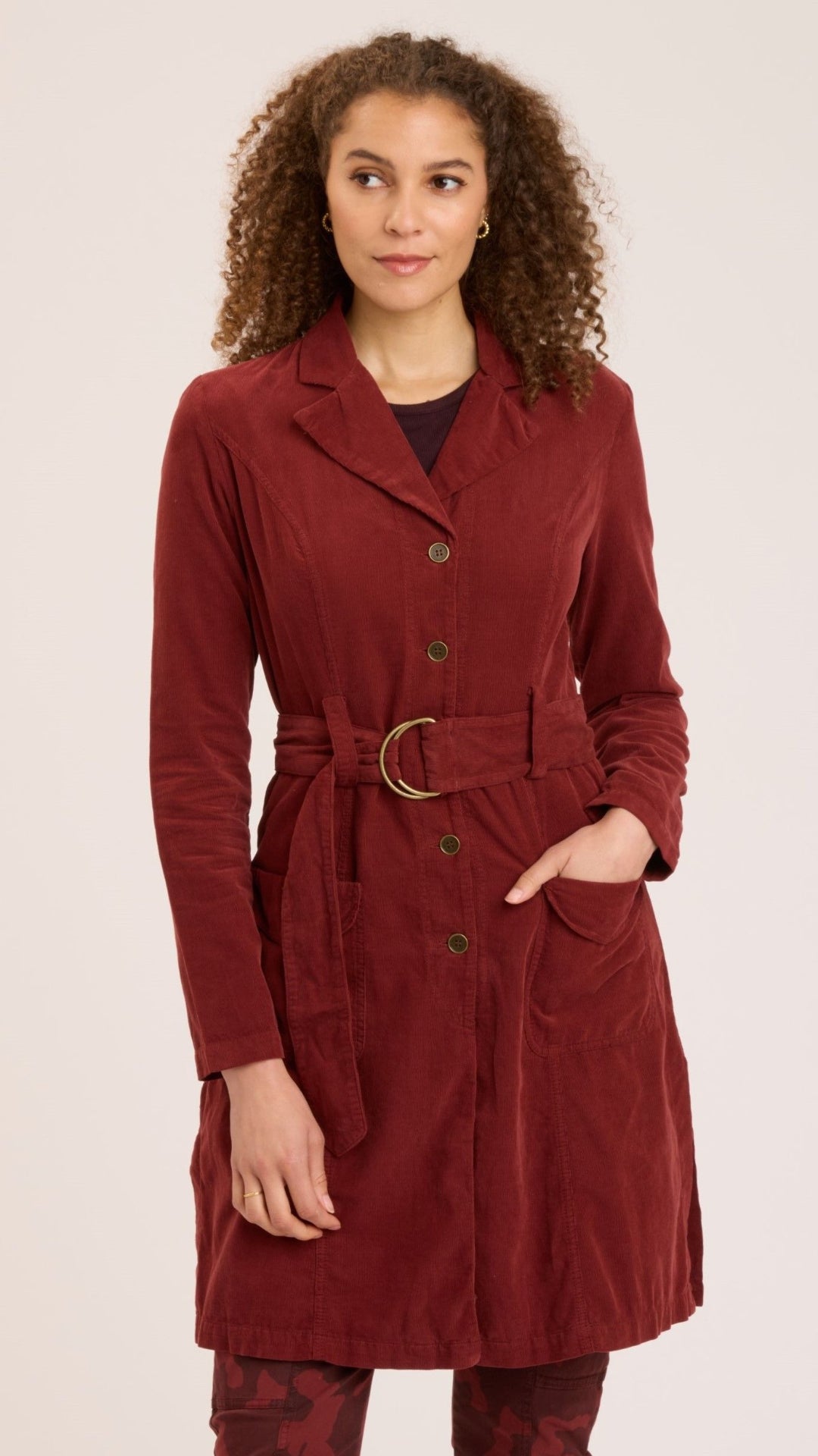 Wearables Corduroy Belted Trench, Port
