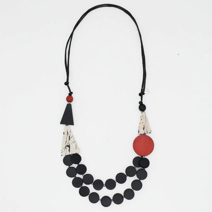 Sylca Designs Necklaces Sylca Black and Red Scarlett Multi-Strand Art Necklace Sylca Black and Red Scarlett Multi-Strand Art Necklace