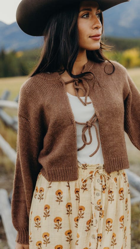 MIKAROSE Sweaters Mikarose Bow Front Crop Sweater Mikarose Bow Front Crop Sweater