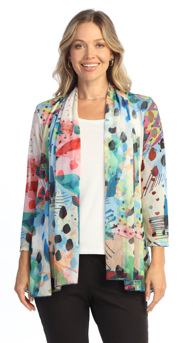 Jess & Jane Crepe Mesh Drape Cardigan