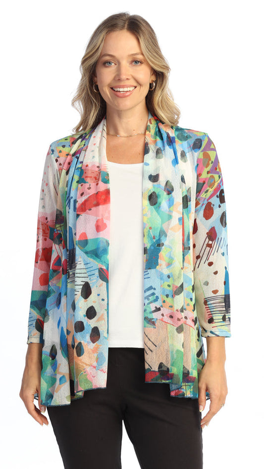 Jess & Jane Crepe Mesh Drape Cardigan