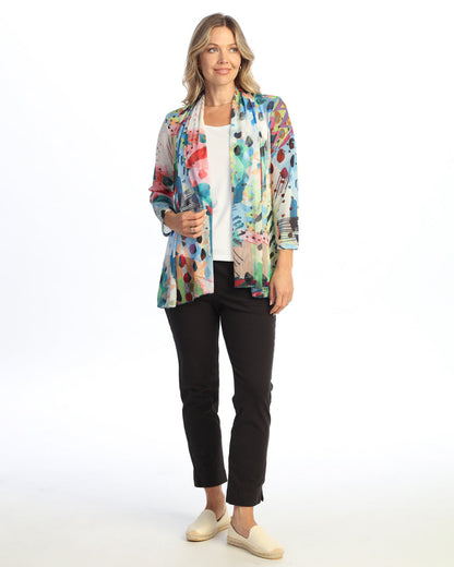 Jess & Jane Crepe Mesh Drape Cardigan