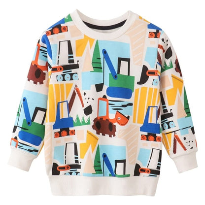 The Find Peaks Children's Clothing The Find Peaks Cartoon Construction Sweatshirt The Find Peaks Cartoon Construction Sweatshirt