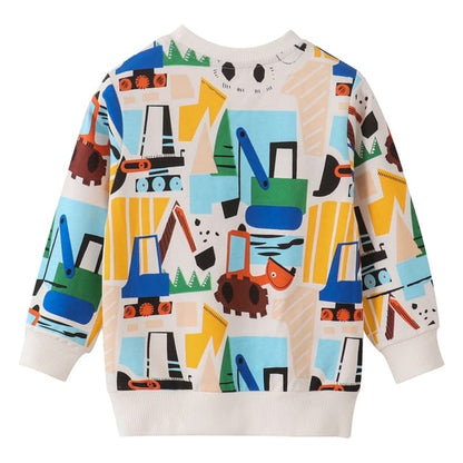 The Find Peaks Children's Clothing The Find Peaks Cartoon Construction Sweatshirt The Find Peaks Cartoon Construction Sweatshirt