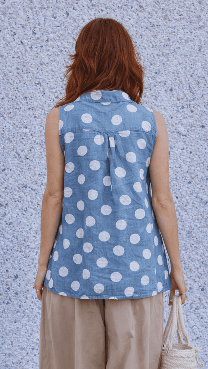 Avvolto Tops Avvolto Sleeveless Polka Dot Top Avvolto Sleeveless Polka Dot Top