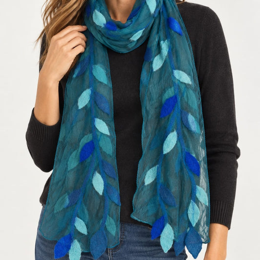 Nurbu Inc. Scarves Chiffon Leaf Merino Wool Scarf - Multiple Colors Chiffon Leaf Merino Wool Scarf - Multiple Colors